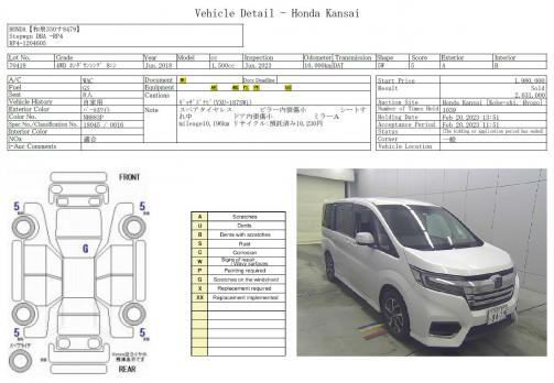 HONDA STEPWGN SPADA 4WD HONDA SENSING8 PERSON 2018