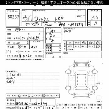 TOYOTA WISH 4WD 1.8X 2012
