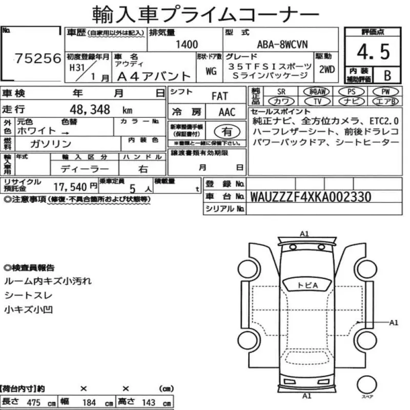 AUDI A4 AVANT 1.4 TFSI SPORT S LINE PACKADGE 2018
