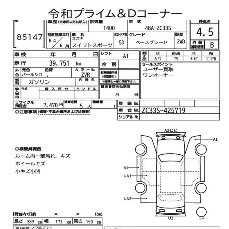SUZUKI SWIFT SPORTS BASE GRADE 2022