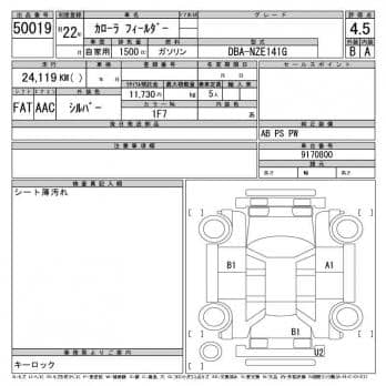 TOYOTA COROLLA FIELDER X HID LTD 2010